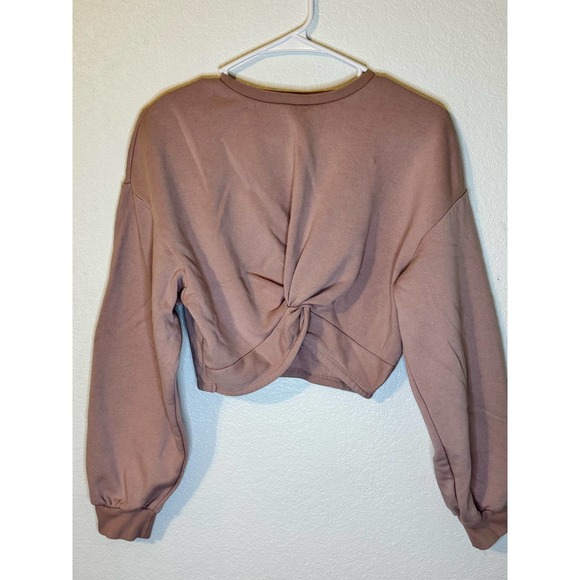 H&M Divided Long Sleeve Cropped Sweatshirt Twisted Front Knot‎ Size Small - Picture 2 of 5